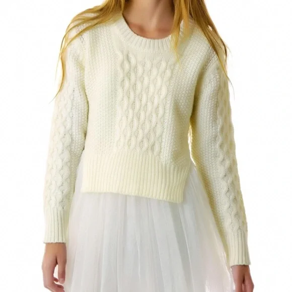 UNIF Chloe Cream Split Side Cropped Sweater Top ✨ - Picture 2 of 7